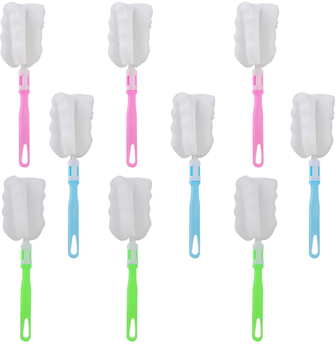 Dailygoods- Flessenborstel Set van 9 - Verstelbare Flessenborstel - Lange Handgreep - 27,8 x 6 cm - Geschikt voor Babyflessen - Hoogwaardig PP-Kunststof met Spons - Schoonmaakborstel