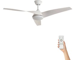 Fantiluxe - Felix - Plafondventilator met verlichting - Wit - Ø132cm - Afstandsbediening - Met lamp - Plafond ventilator - Slaapkamer