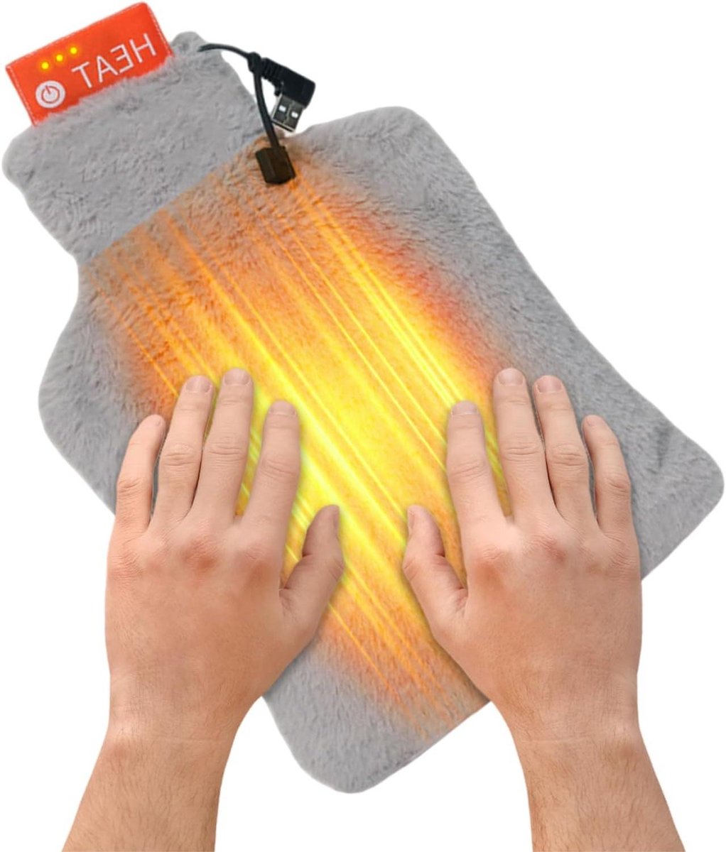 Elektrische Kruik - Verwarmingskussen Warmwaterkruik - Warmte Verlichten - Intelligente Temperatuurregeling - 30 x 20 cm - Grijs