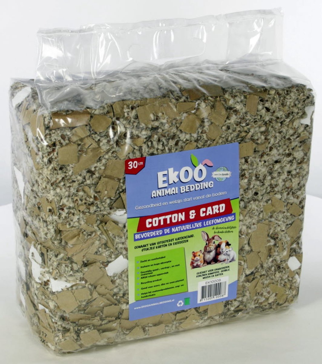 Ekoo Cotton & Card bodembedekking 30 liter | stofarm | absorberend | nest- en speelmateriaal