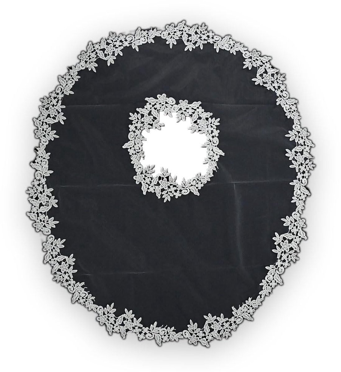 Dailygoods- Bruidssjaal 98 cm - Tule - Witte Bruidsjurk - Zachte Schouders - Bloemenranden - 1 stuk - Bruidsaccessoire