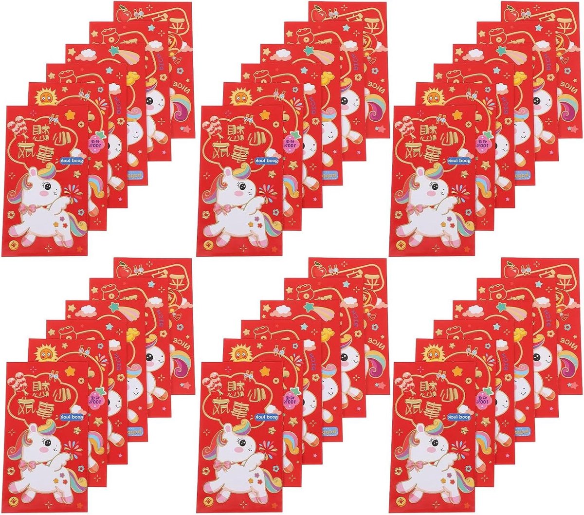 Hong Bao Enveloppen - Chinese Geldpakket - Feestelijke Geschenk - Speciaal Dierenriemontwerp - 48 Stuks - Multi