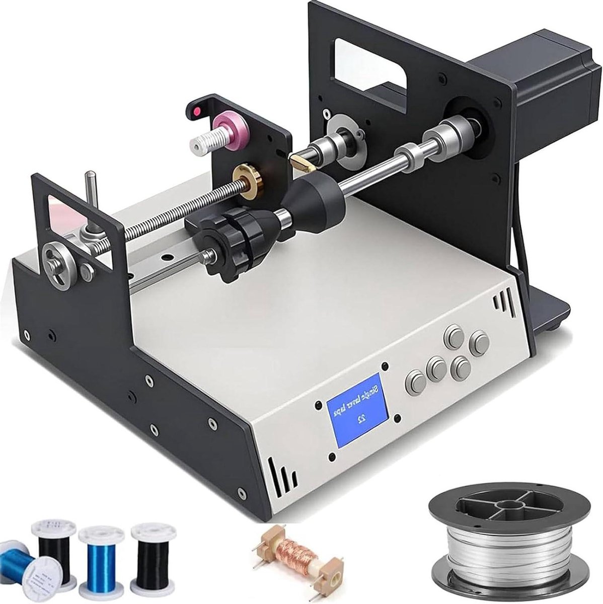 Spoelwikkelmachine - Draadopwindmachine Automatische - Componenten Wikkelen - Intelligent Programma - 35 x 30 x 25 cm - Zilver