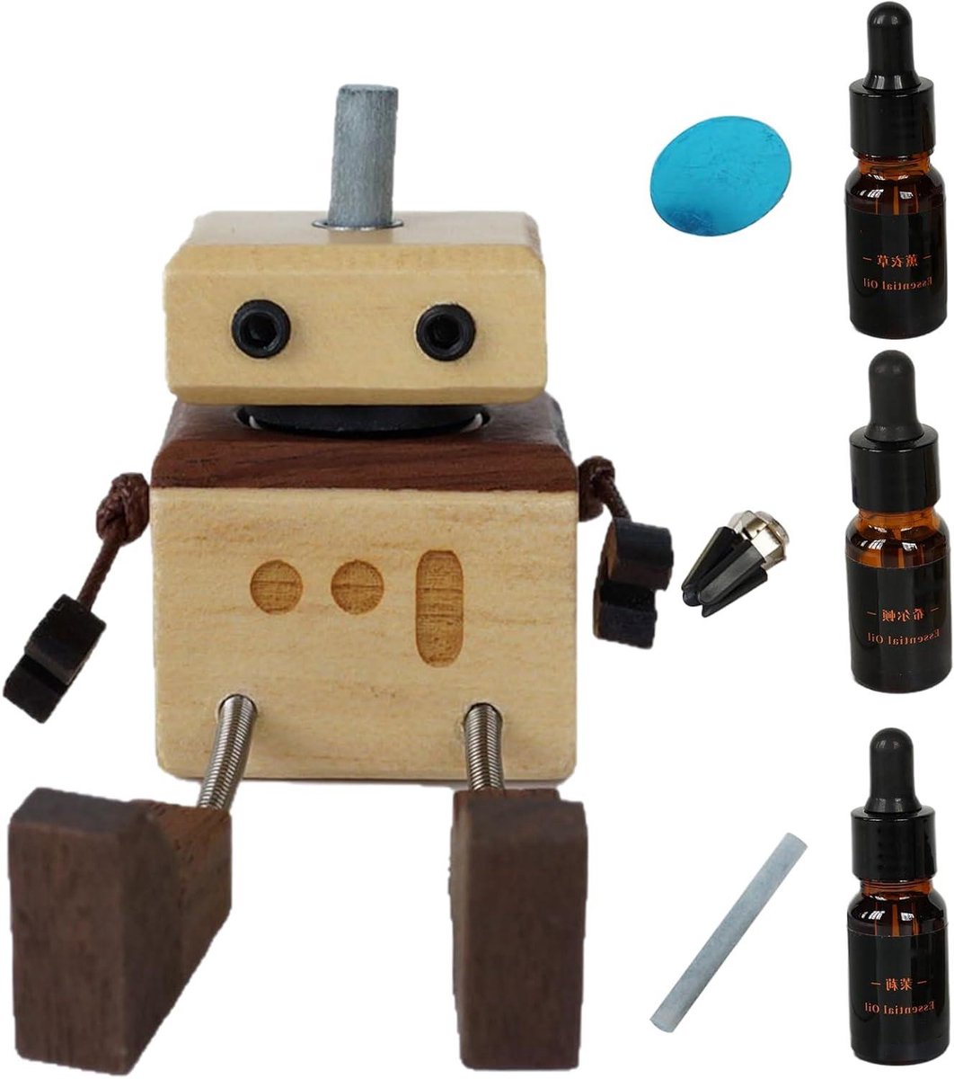 Auto Luchtverfrisser - Dashboard Figuur - Auto Interieur Verfraaien - Wiebelende Robot Benen - 10 cm - Houtkleur