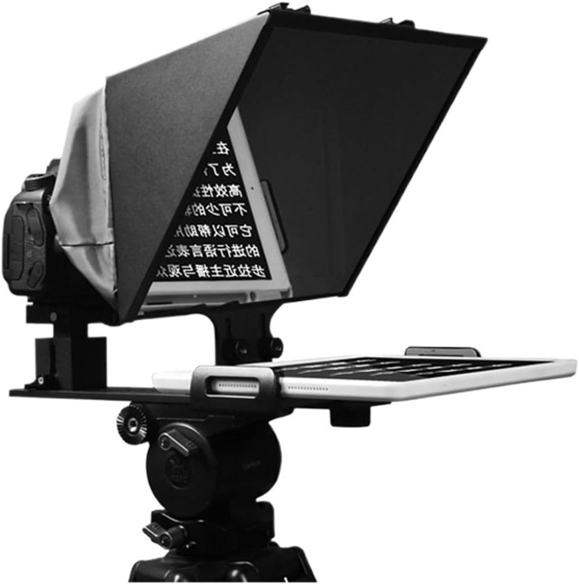 Teleprompter voor Camera - Opname Hulp - Video Opnames - Magnetische Smartphone Klem - Tot 11 Inch Tablet - Zwart