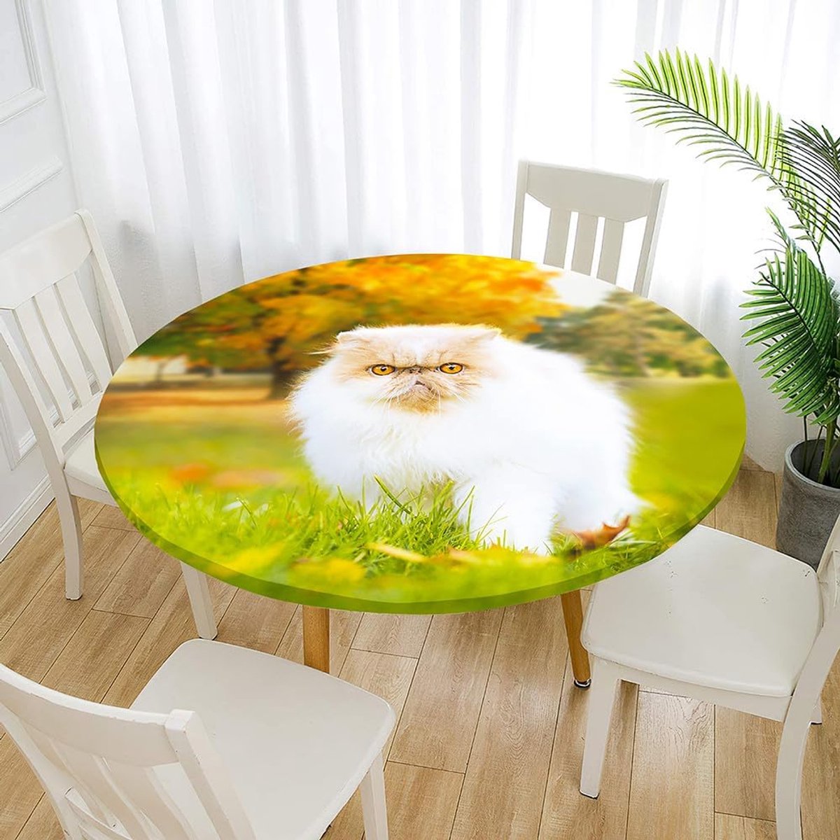 Rond tafelkleed - Tafelhoes - Eetkamer decoratie - Elastische rand - 90 cm - Wolken