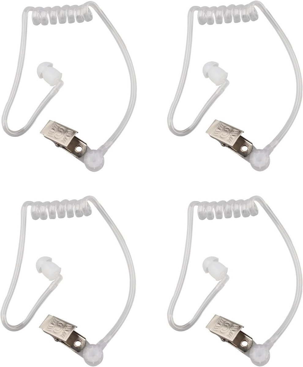 Set van 4 vervangende oordopjes met akoestische buis en in-ear paddestoelvormige earbuds voor agenten, geschikt voor Motorola, Kenwood en Baofeng portofoons.
