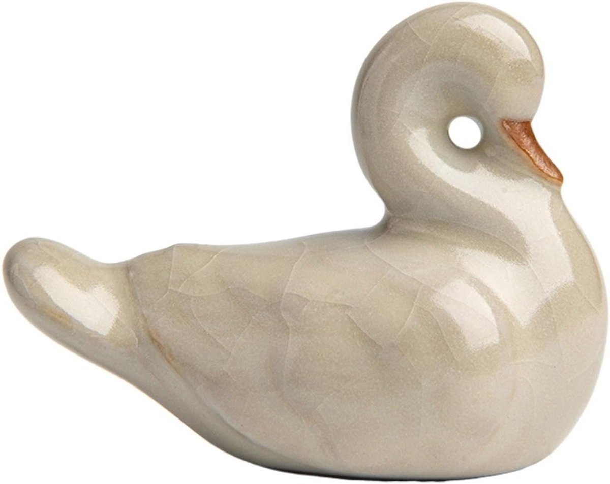 Thee huisdier beeldje - Keramiek ornament - Thee ceremonie - Handgemaakt ontwerp - 6 cm - Wit