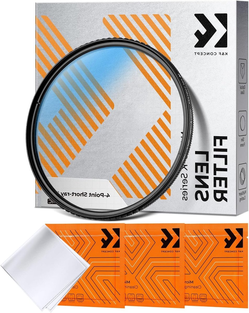 Nano Klear 82mm Sterfilters, 4-Punt Stereffect Filters van Optisch Glas met Glinsterend Effect en 3 Reinigingsdoeken voor Fotografie