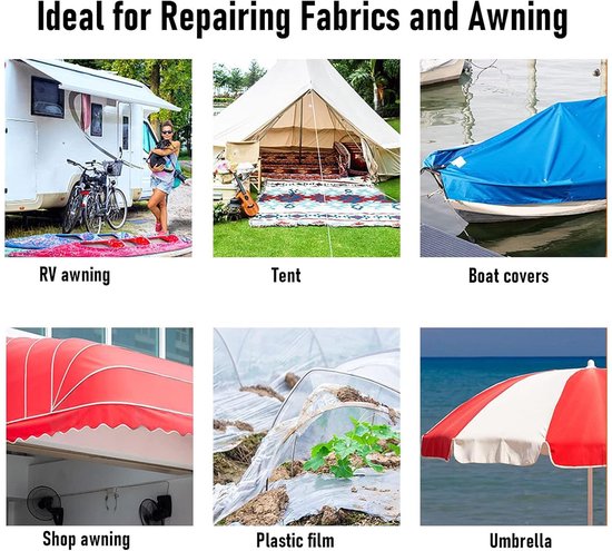 Reparatietape Luifel - Tent reparatie - Buiten repareren - Waterdichte hechting - 12 meter - Zwart — afbeelding 5