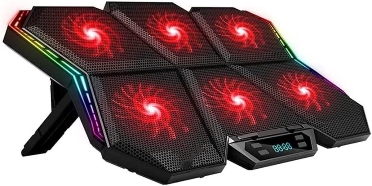 Laptop Koeler - Koelpad Notebook - Oververhitting Voorkomen - Zes Ventilators - 17 Inch - Zwart