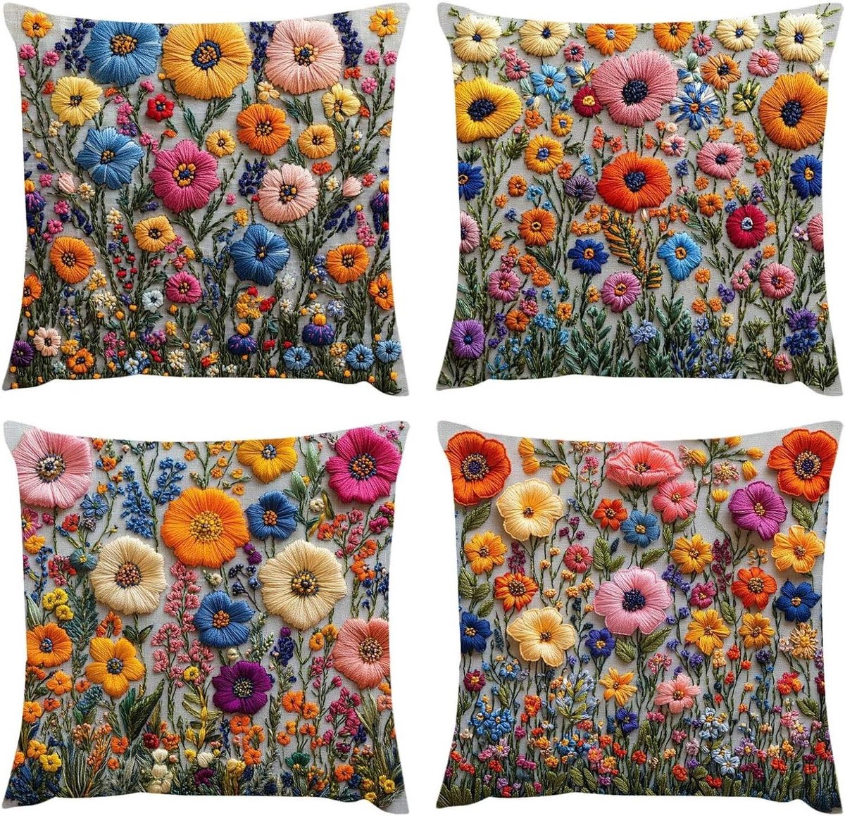 Kussenhoezen Bloemen - Kussenslopen Decoratief - Woonkamer Decoratie - Waterdicht Linnen Materiaal - 40 x 40 cm - Multicolor