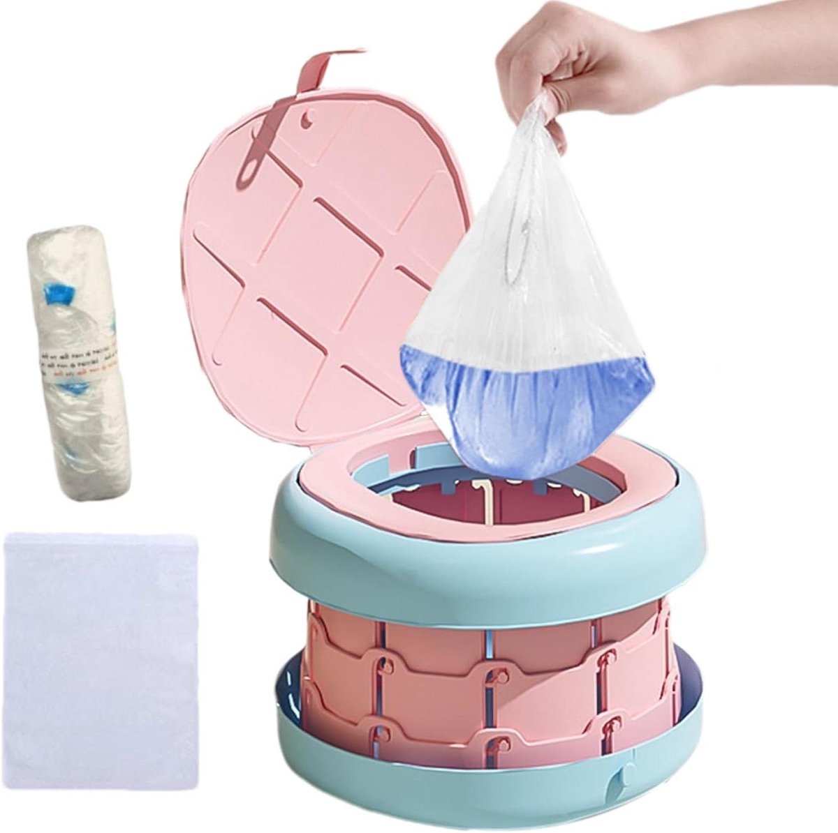 Opvouwbaar reispotje - Draagbaar toilet kind - Zindelijkheidstraining onderweg - Antislip bodem - 28.3 x 11.7 cm - Meerkleurig