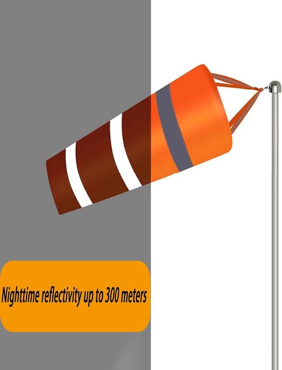Reflecterende Windzak - Windmeter Windzak - Windrichting Meten - Industrieel Rip-Stop Nylon - 2 Meter - Oranje Melk — afbeelding 5