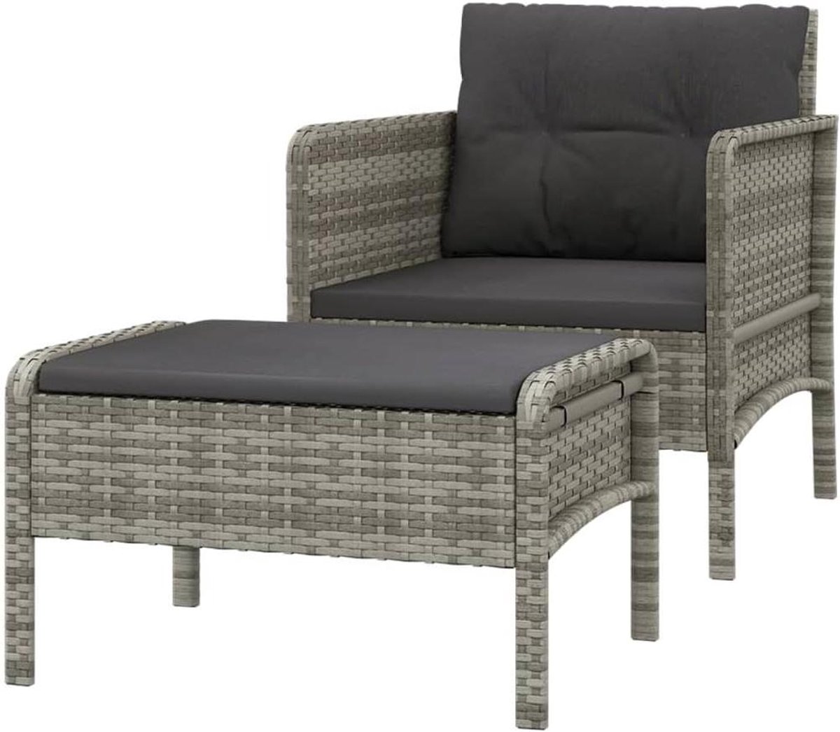 Loungeset 2-delig - Tuinset tuinstoel - Buiten ontspannen - Poly rattan materiaal - 55 x 44 x 34 cm - Grijs