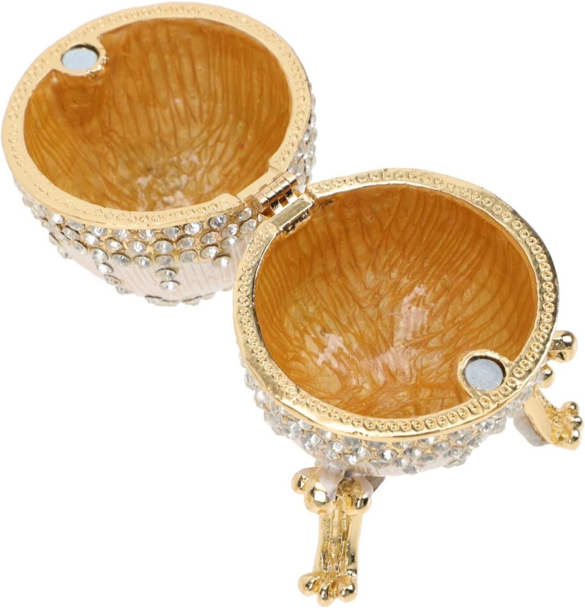 Decoratieve Ei Doos - Sieradenhouder Opbergdoos - Sieraden Opbergen - Handgeschilderd Decoratief - 8.5x6 cm - Zilverkleurig
