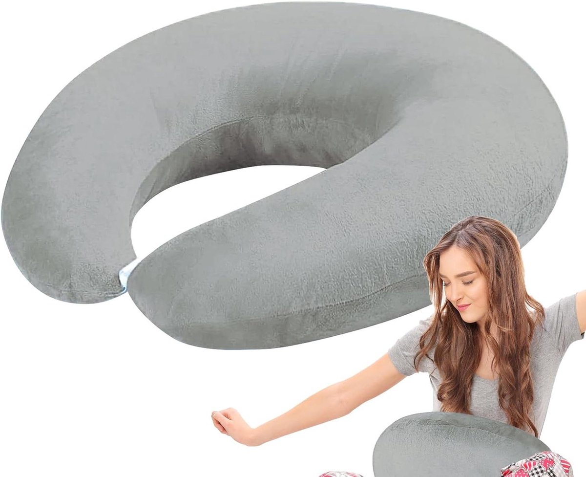 Leeskussen Op Schoot - Haakkussen Ondersteuning - Comfortabel Lezen - Verstelbaar Ergonomisch - 68x50 cm - Grijs