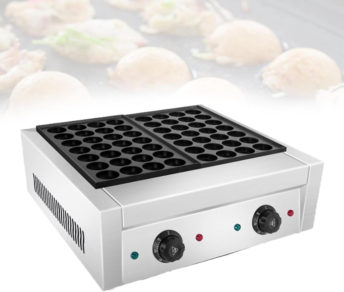 Poffertjesapparaat - Mini Pancake Maker - Zoete Gebakjes Maken - Instelbare Temperatuur - 52D x 30W x 20H cm