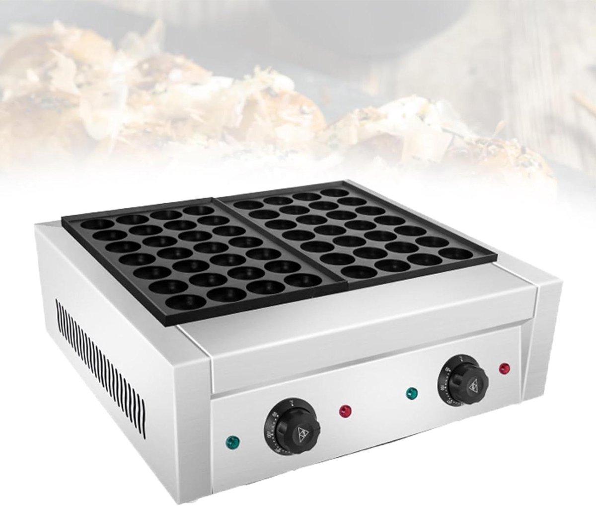 Poffertjesapparaat Elektrisch - Mini Pannenkoek Maker - Snacks Maken - Hoge Productiesnelheid - 52D x 30B x 20H cm - Zilver