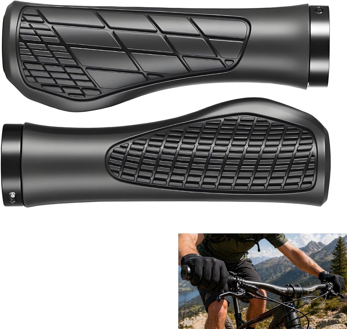 Ergonomische Fietstangen - Stuurhendels Fiets - Meer Comfort Fietsen - Antislip en Schokdempend - 22.2 mm Stuur - Zwart