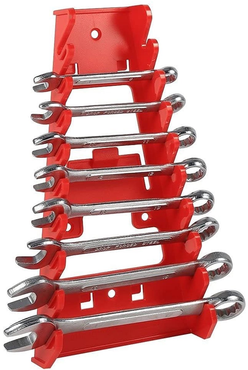 Dailygoody - Moersleutelhouder - Organisator - Ruimtebesparend - Rood - Gereedschap Rack - 9 Sleuven - Geschikt voor Thuisgebruik - Kunststof
