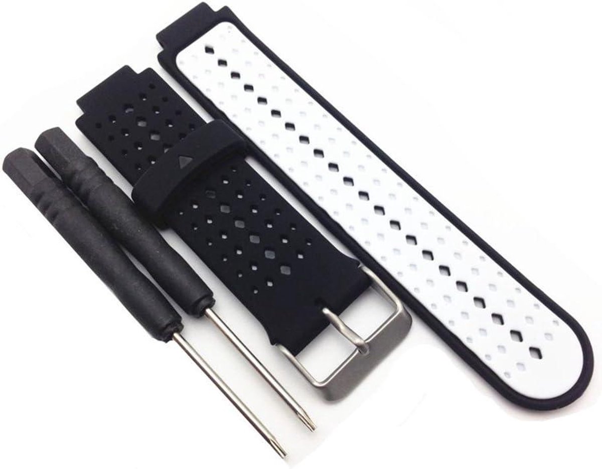 Horlogeband - Reserveband Sportband - Smartwatch Vervangen - Zacht Siliconen Materiaal - 22 mm - Zwart Wit