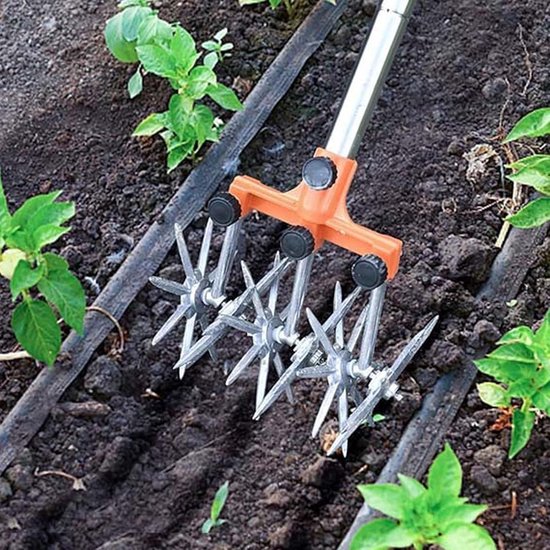 Handmatige Tuin Cultivator - Tuinfrees Onkruidsteker - Tuinonderhoud Beluchten - Verstelbare Roestvrijstalen Handgreep - 44 x 19 x 14 cm — afbeelding 4