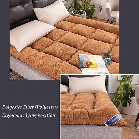 Japanse futon matras - Vloermatras oprolbaar - Comfortabel slapen - Ergonomisch ontwerp - 200 x 220 cm - Bruin — afbeelding 5