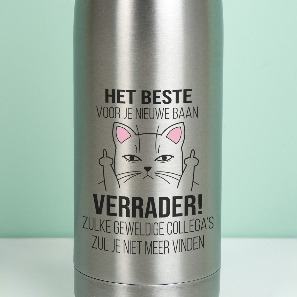 Thermosfles Het beste voor je nieuwe baan - Zilver van Ditverzinjeniet