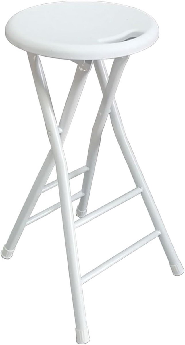 Opvouwbare barkruk - Hoge kruk - Extra zitplaatsen - Met handvat - 24/28 Inch - Wit