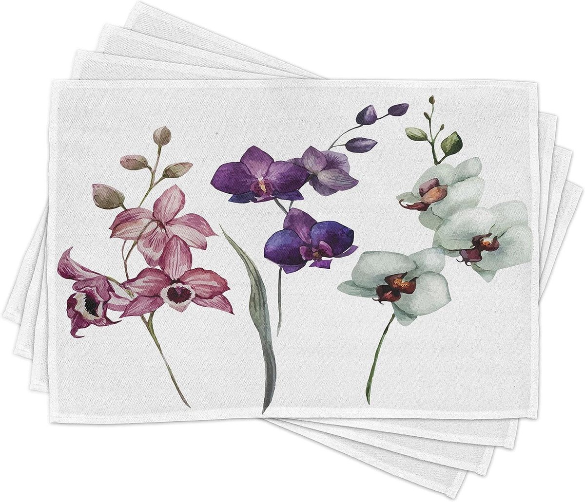 Placemat Set - Tafelmatten - Eettafel Decoratie - Levendige Kleuren - 30x45 cm - Cream Violet