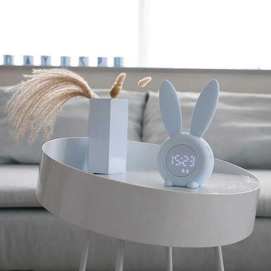 Lichtwekker Konijn - Digitale Klok - Natuurlijk Wakker Worden - Magnetische Bevestiging - 17.5 cm - Zwart — afbeelding 2