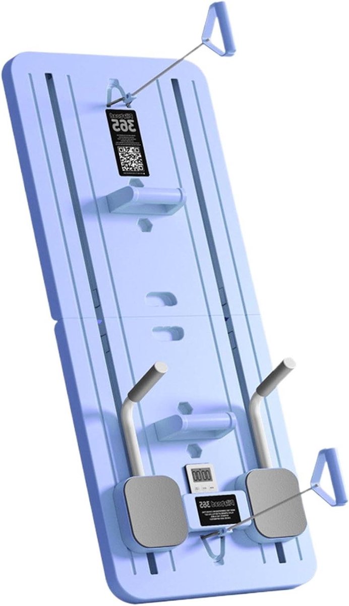 Pilatesboard - Core Trainer - Krachtige Workout - Met Wiel & Touw - 106 cm Uitgevouwen - Paars