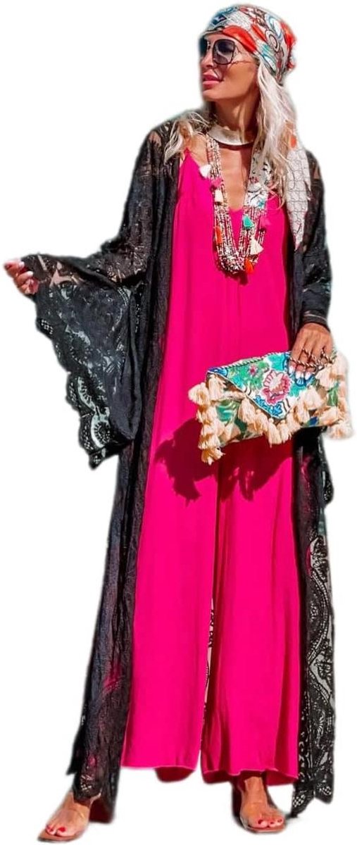 Lace Kimono - Boho Cover-up - Strand Kleding - Bohemian Stijl - One Size - Wit