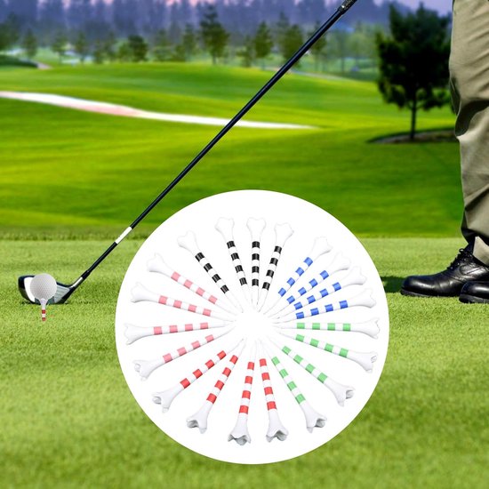 Golf Tees - Trainingsbalhouders - Golf Swing Oefenen - Kleurrijk gestreept design - 20 stuks 70 mm - Gemengde kleuren van GOLF — afbeelding 3