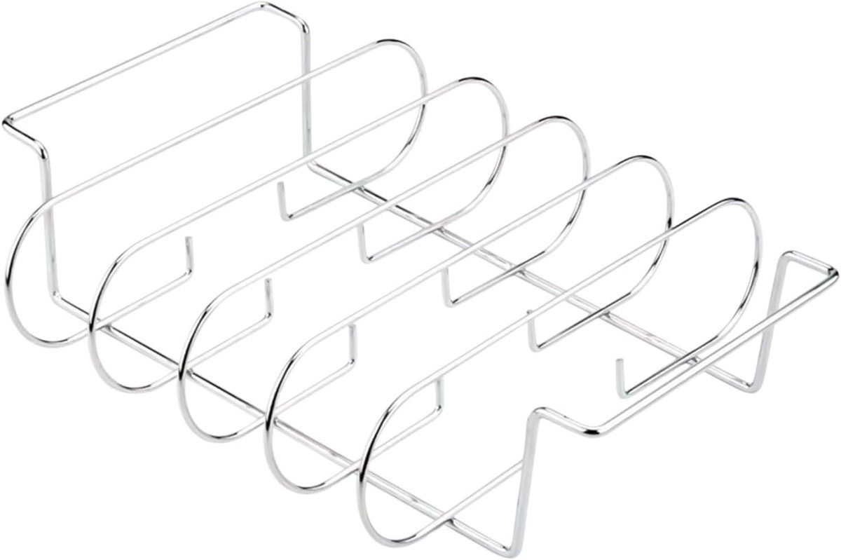 Rib Rack - Grill Rek - Buiten Koken - Voor 4 Ribben - 33 x 27 cm - Zwart