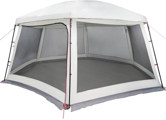 vidaXL - Zwembadtent - met - uitneembare - buiten- - gaaswanden - 618x532 - cm - grijs van Merkloos — afbeelding 3
