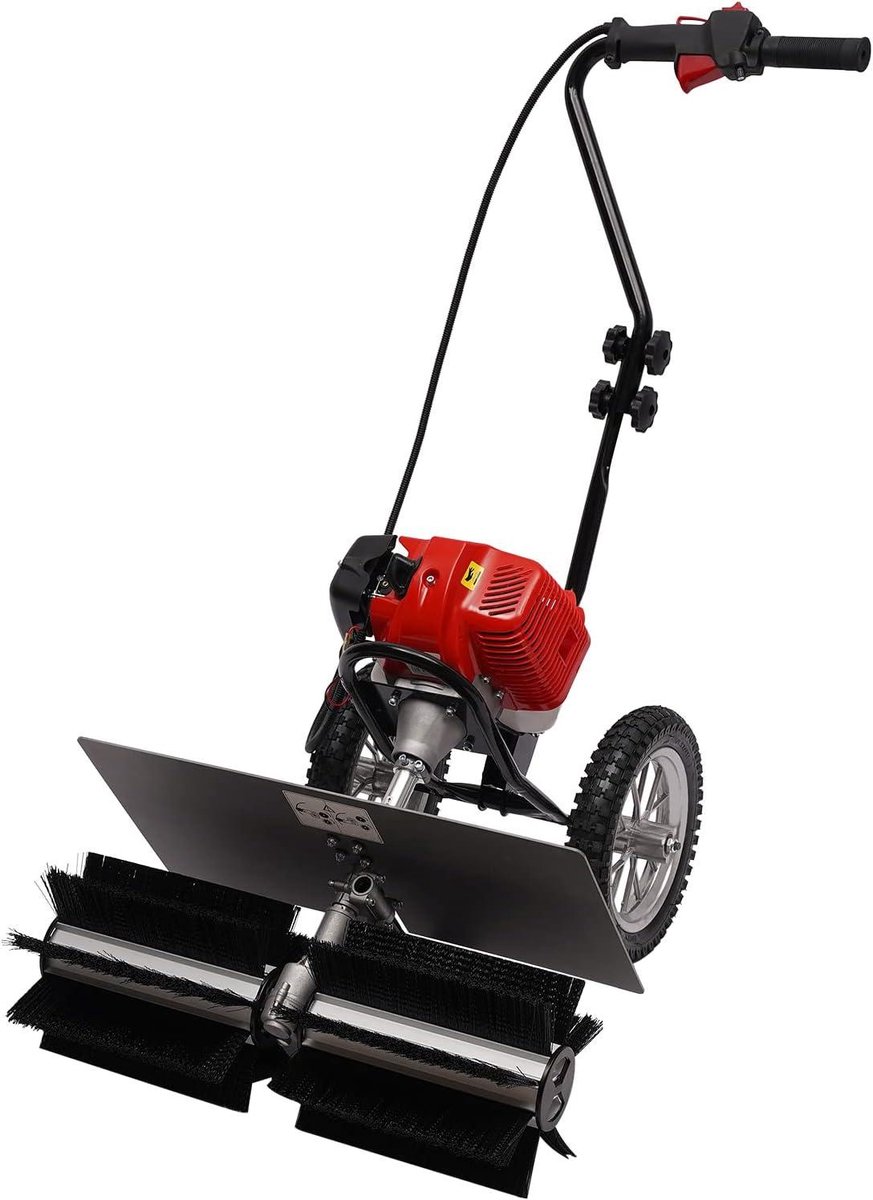 Veegmachine Bosmaaier - Grasborstel Keermachine - Buiten Reinigen - 43cc 2-Takt Motor - 60 cm Werkbreedte - Zwart Rood