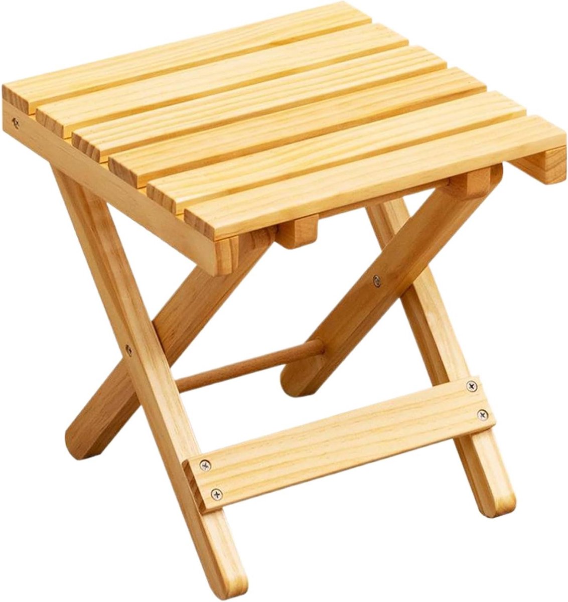 Douchebank Hout - Klapkruk Sauna - Ontspannen Buiten - Hol Ontwerp Waterafvoer - 25.4 x 25.4 cm - Niet gespecificeerd