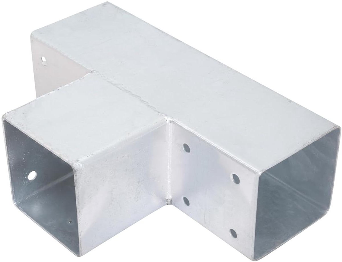 Houtverbinder T-Vorm - Verbindingshoek Balk - Carport Bouwen - Verzinkt Staal - 70x70 mm Balk - Zilver