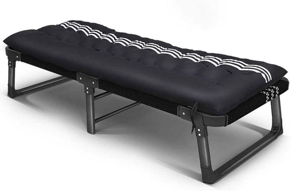 Lounge Stoel - Campingbed Klapbed - Buiten Ontspannen - Dubbellaags Teslin - 185x68x35 CM - Grijs