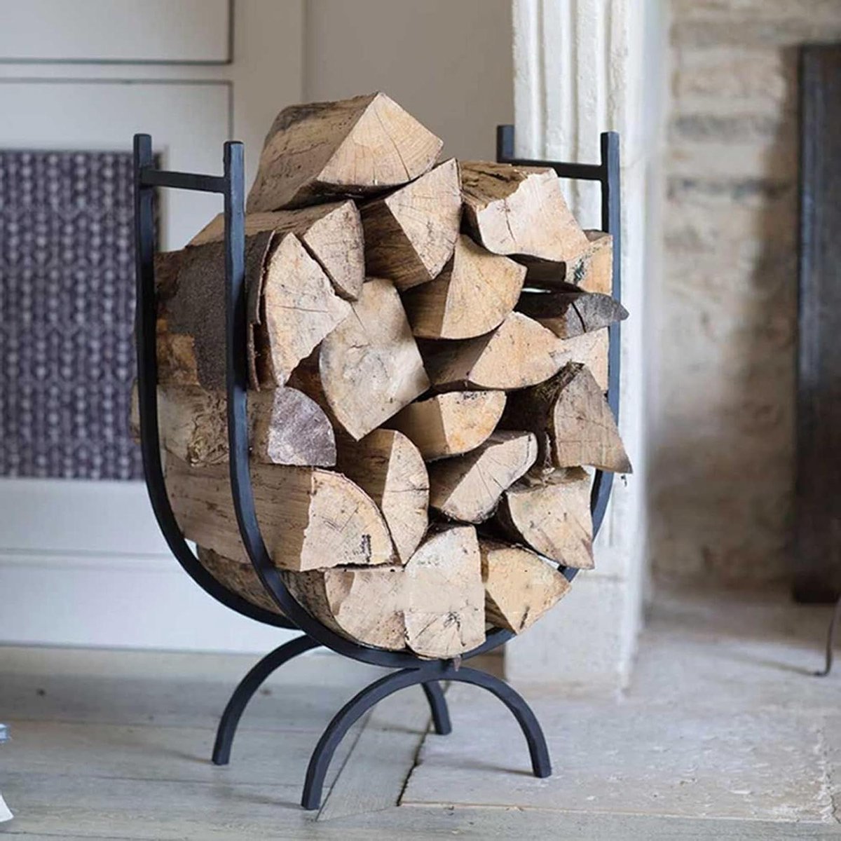 Houtopslag Houtrek - Houthouder Haardhout - Haardhout Opslag - Stevige Stalen Constructie - 45x22x70cm - Zwart
