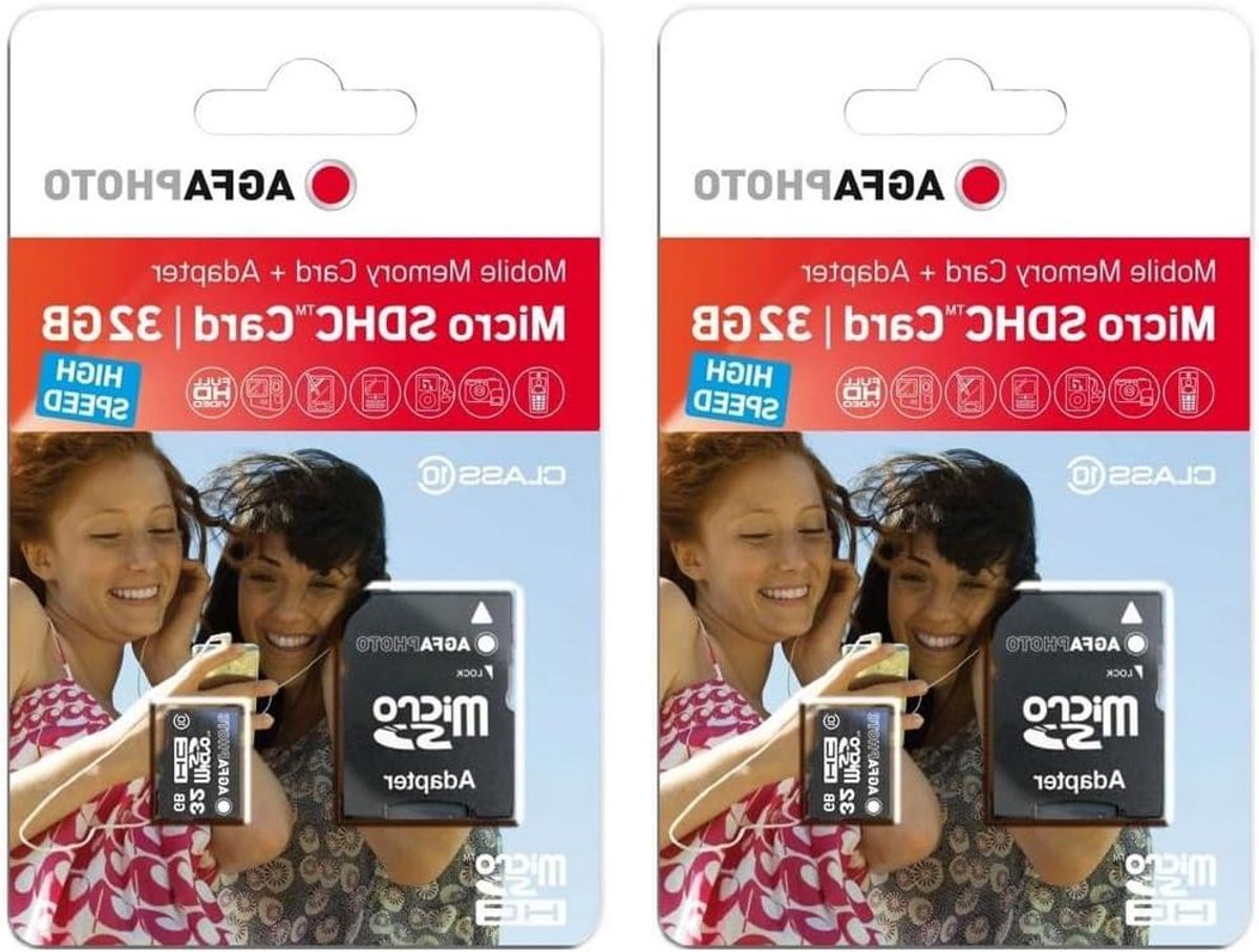 Micro SD Kaarten - Geheugenkaart Flashgeheugen - Opslag Uitbreiden - Magneetbestendig - 2x 32 GB - Zwart