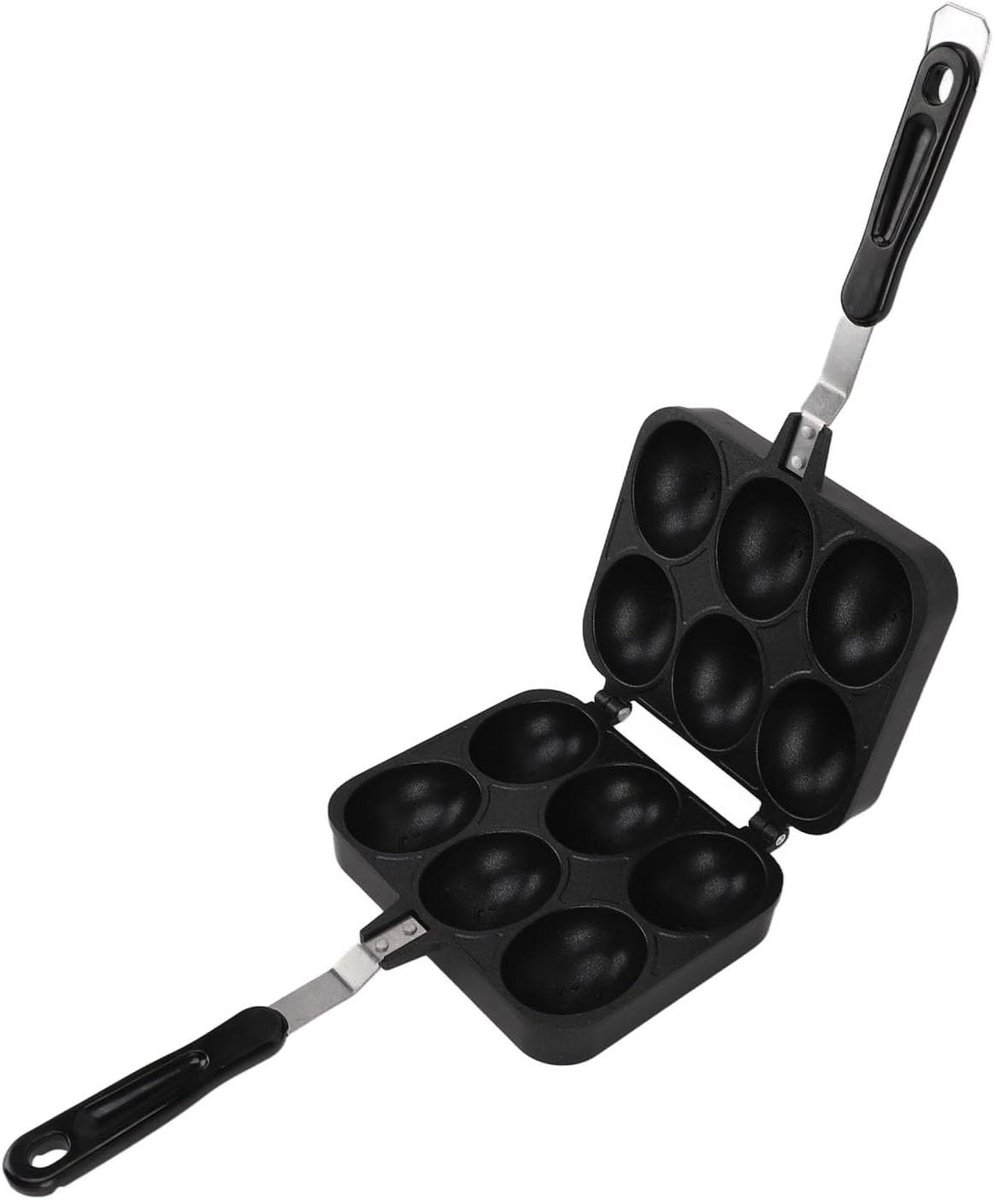 Takoyaki Pan - Koreaanse Grillpan Pannenkoekpan - Kleine Gerechten Maken - Dubbelzijdig Ontwerp - 17.5x34.5cm - Zwart