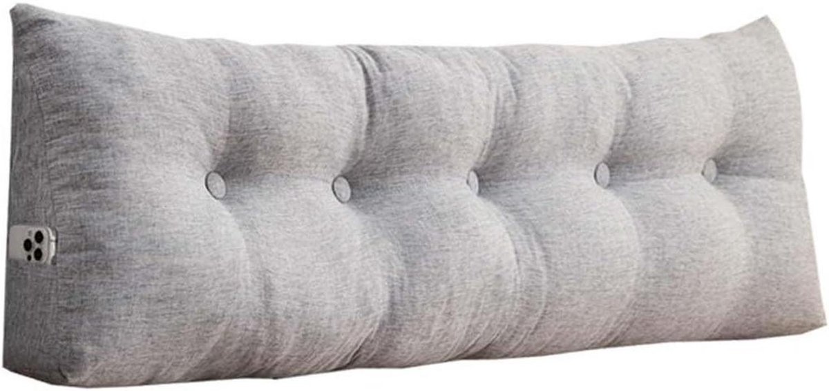 Rugkussen - Driehoekig kussen Leeskussen - Ontspannen lezen - Ergonomisch ontwerp - 60-200 cm lengte - Grijs