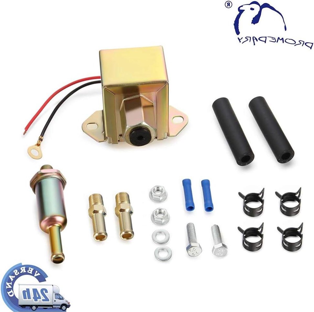 Elektrische Brandstofpomp - Brandstofpomp Diesel - Brandstof Overpompen - 12V Werking - 80 x 50 x 60 mm - Goud