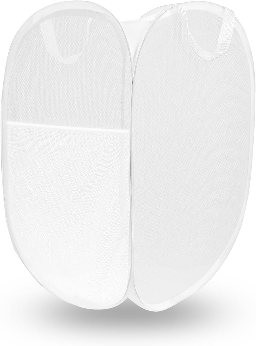 Vouwbare wasmand met handvat, 36 x 58 cm, mesh wasmand voor kleding, speelgoed en reizen, ideaal voor kinderkamer en opbergen