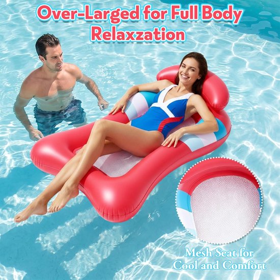 Zwembad Luchtmatras - Opblaasbaar Bed - Ontspannen in Water - Hoge Gewichtscapaciteit - 100 Kilogram - Blauw — afbeelding 5