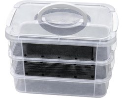 Meelworm Kweekbak - Meelworm Habitat Voedercontainer - Huisdieren Voeren - Fijnmazig Luchtstroomontwerp - 27 x 19 x 18 cm - Meerkleurig
