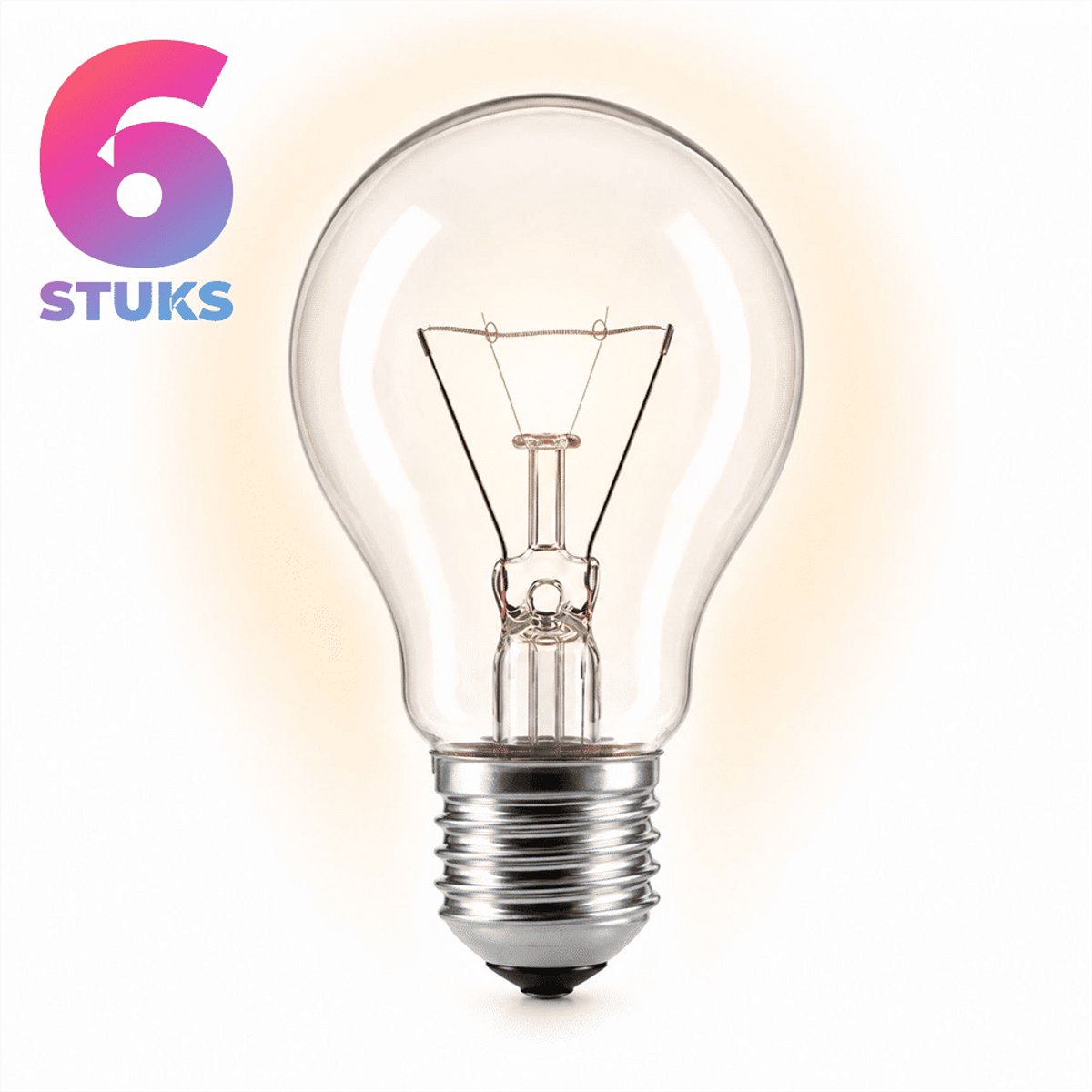 6x Peertje Gloeilamp E27 - 75W - Warm Wit Licht (2700K) - 765 lm - 1 jaar - Dimbaar